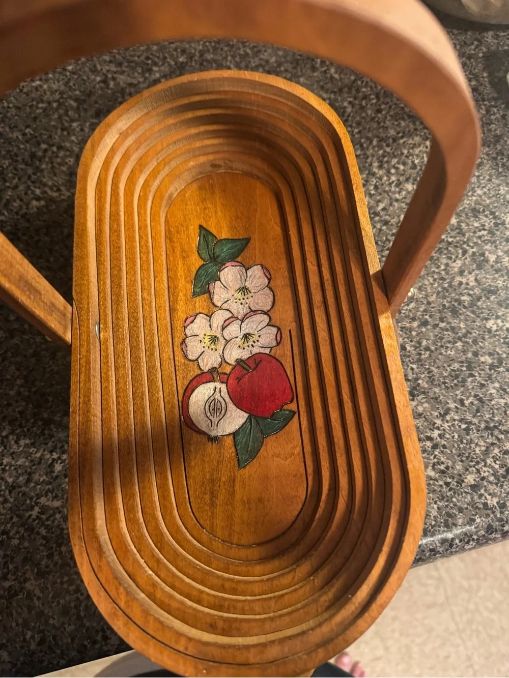 VTG Folding Wooden Fruit Basket Expandable Accordion Basket Decor